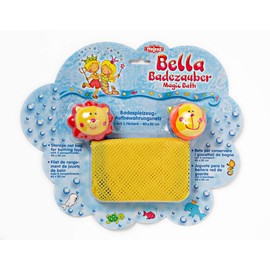 Heless 7022 - Badespielzeug-Aufbewahrungsnetz, mit drei Fächern und zwei Saugnäpfen in Tierkopfform, Größe ca. 40 x 50 cm