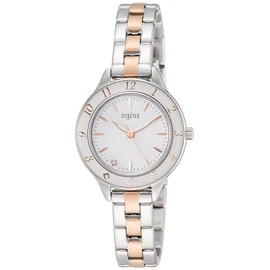 Seiko AHJK461 Women's Wristwatch, Angeline Epora Quarts, Silver + Pink Gold, white, Bracelet Type