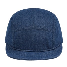 Croogo Denim 5 Panel Hat for Men Women Flat Brim Lightweight Camp Cap Short Brim Baseball Cap Skateboard Hat,Dark Blue-DY12