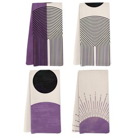 Yorhifa Purple Boho Kitchen Towels - Bohemian Sun Dish Hand Tea Towels for Kitchen Decor, Purple Boho Decorative Hand Towel, Mid Century Bohemian Sun Decor for Kitchens Bathroom, Set of 4, 16x24inch