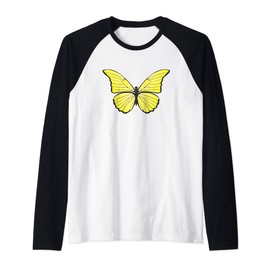 Cute Yellow Butterfly Raglan Baseball Tee