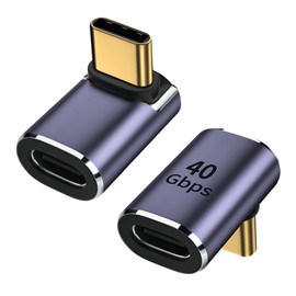 GELRHONR USB C Angled Adapter, USB C Angle Adapter 40 Gbps, Up Down Angle Type-C Male to Female Extender Converter, Supports 100 W, 8 K at 60 Hz Video for USB4-2 Pack