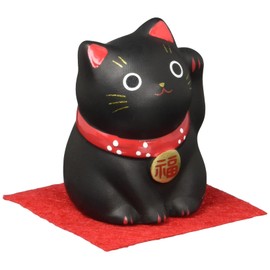 薬師窯 錦彩福おいで招き猫(小・黒) AM-Y7111