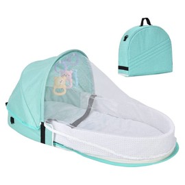 Baby Travel Cot with Mosquito Net and Awning Portable Baby Cot Changing Bag Foldable Baby Cot with Mosquito Net Cuddly Nest Baby Cot