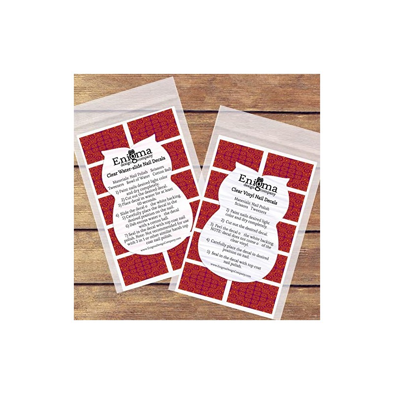 Retro 60's Pink Pattern Clear Water-Slide Nail Designs