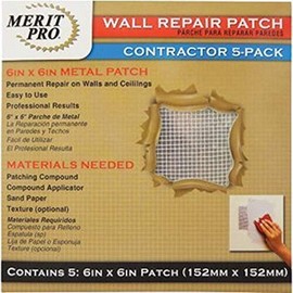 Merit Pro 03220 6" x 6" Wall Repair Patch, Case Of 5
