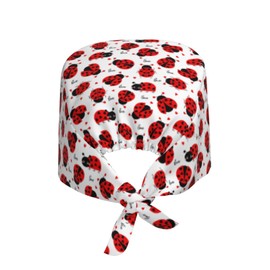 YANGZHI Cute Ladybug Lovely Unisex Adjustable Surgical Sweatband - Elastic Bandage Cap - Scrub Caps for Nurse Working Cap