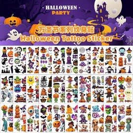 Halloween Makeup Cartoon Series Temporary Tattoos for Festival Parties - Arm & Face Decorations Free Size / 10 Halloween Tattoo Stickers Wst014 15ea