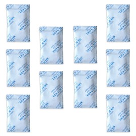 10 x 10 gr. E-Cron Silica Gel Tyvek Packets. Pure, Safe and Reusable Silica Gel Sachets Desiccant. Renewable Dehumidifier Pouches - Absorb Moisture.