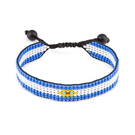 Argentina Flag Bracelet: Handmade Bracelet,Adjustable Beaded Boho-Style Rope Bangle with Patriotic Design