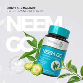BIOSUPLE | Neem con Gymnema y Melon amargo 60 cápsulas de 900 | Adicionadas con Té verde, Tronadora, Vitaminas y Cromo | NEEM GC - Suplemento alimenti