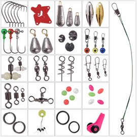 Newk 188PCS Fishing Accessories Kit, Including Jig Hooks, Bullet Bass Casting Sinker Weights, Fishing Swivels Snaps, Sinker Slides, Fishing Set with Portable Tackle Box