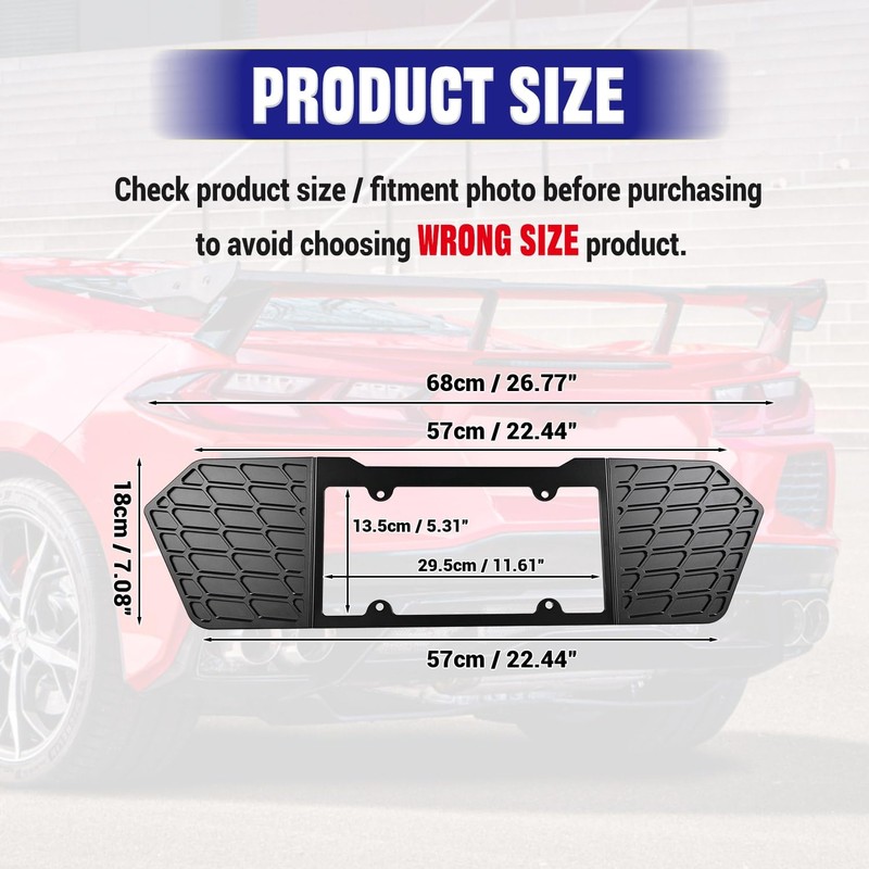 Rear License Plate Frame,Aluminum License Backing Frame Cover Grill Vent