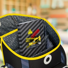 Baagl Notebook Box for School Bag A5 - Collection Folder for Children with Elastic Band and Inner Flaps - Folder Folder with Elastic Band for Boys (Excavator)