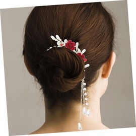 BIUDECO Rose Hairpin Hair Clip for Women Ponytail Holder Pearl and Tassel Fashionable Hair Accessories for Graduation Birthday Date