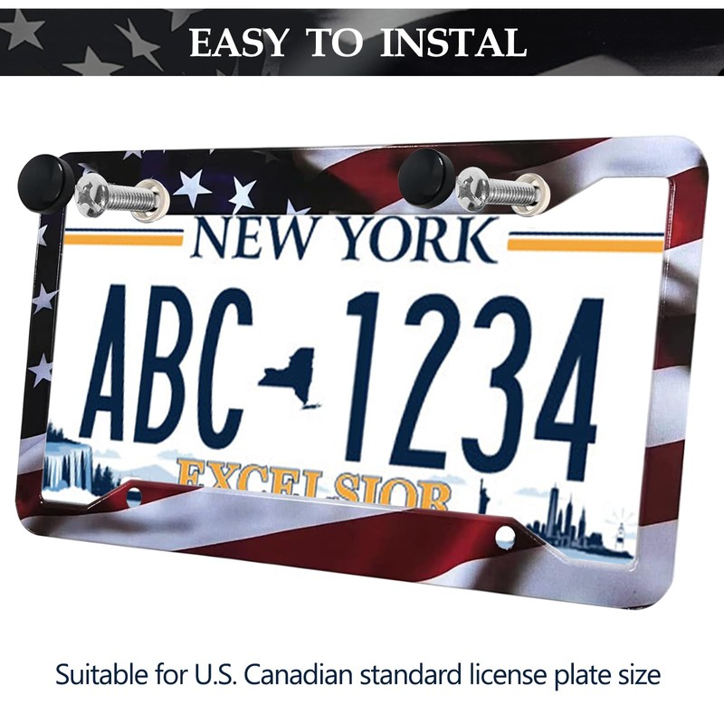 American Flag License Plate Frames - 2 Pack Front Rear