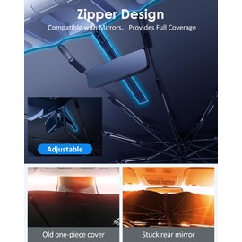 [2024 Newest] Yampahapa Car Windshield Sun Shade Umbrella, Sunshade for Car Windshield Nano-sized Condensation Foldable Cover UV Ray Reflector, Car Sun Shade Windshield for Auto Sedan Cool (Medium)