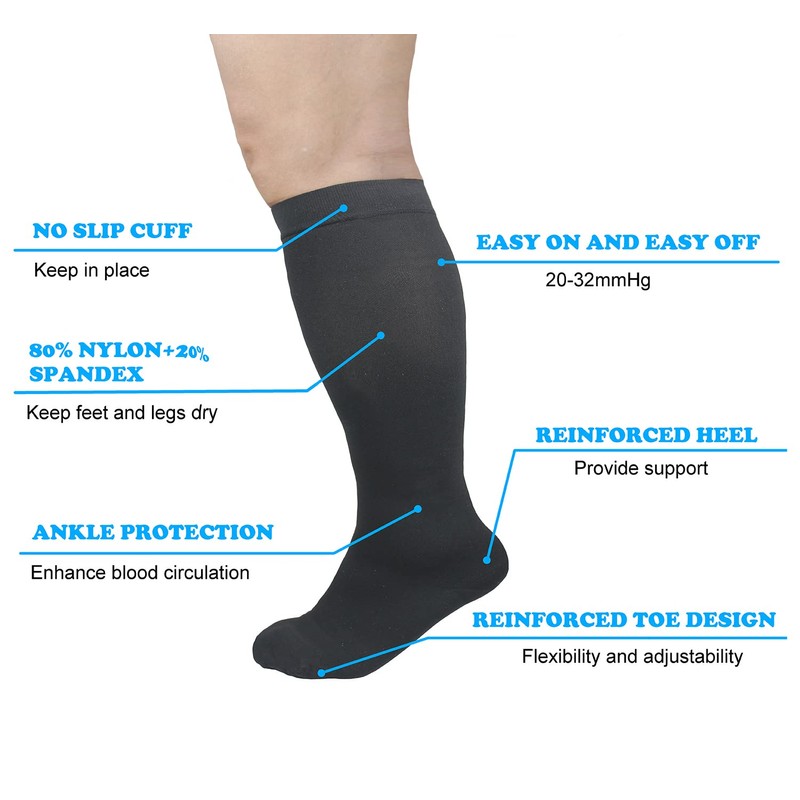 7XL Wide Plus Size Calf Compression for Men and Women