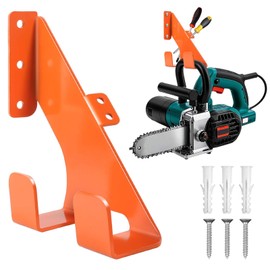 KETEBAIYI Chainsaw Hanger, Heavy Duty Chain Saw Stand 3-in-1 Wall Mount with Accessory Tool Hooks for Garage Shed Organizer Storage, Includes Mounting Hardware (1 Pack)