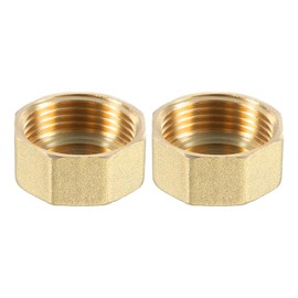 sourcing map 2Pcs Pipe Fitting Caps, G1 Brass Outer Octagon Thread Pipe Caps Fittings Connector for Pipe Sealing with Raw Tape, Brass
