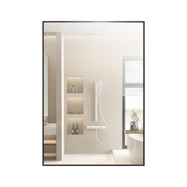 24"x36" Rectangular Mirror Black Vanity Wall Mirror, Wall Mounted Mirror, Frosted Metal Frame Mounted Mirror Rectangle Vanity Hanging Mirror for for Bathroom, Bedroom, Entryway, Living/Dressing Room