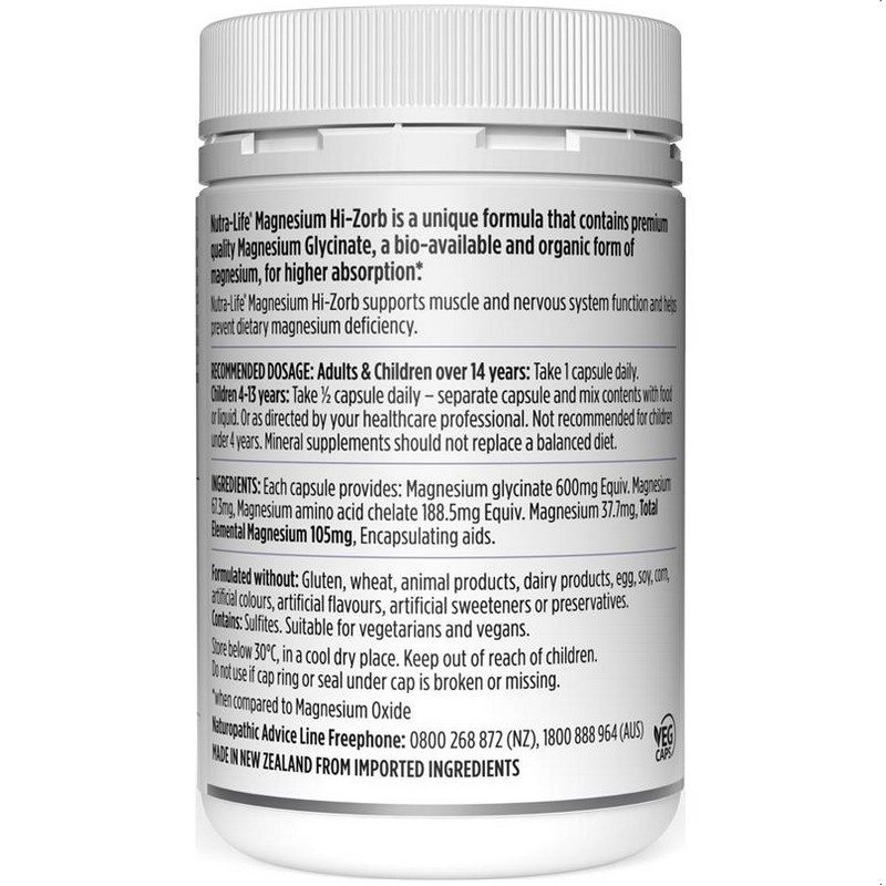 Nutra-Life Magnesium Hi-Zorb 120 Capsules