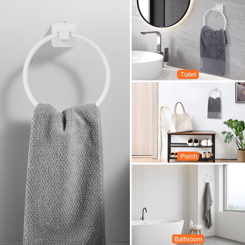YUET Wall Mounted Towel Ring Rail Bar Bath Holder Hanger