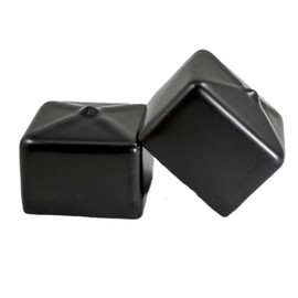 Prescott Plastics 1 1/2 Inch Square Black Vinyl End Cap, Flexible Pipe Post Rubber Cover ((C) Pack of 20 Caps)
