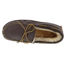 Minnetonka Mens Sheepskin Moose Slipper Choco Size 10