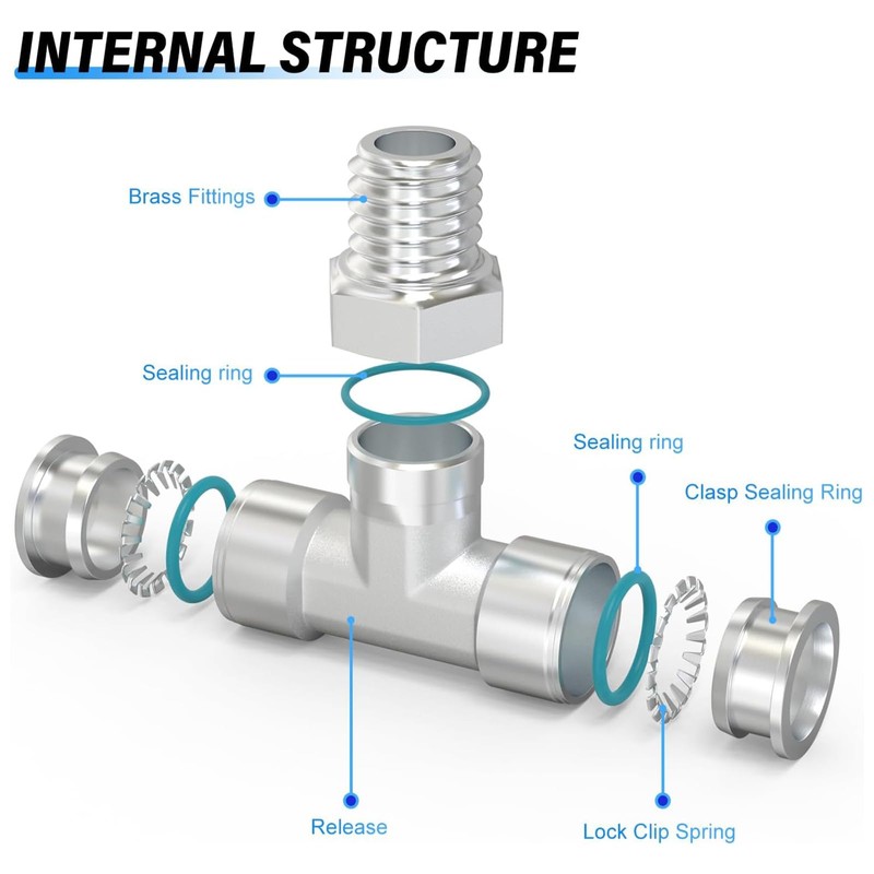 TAILONZ PNEUMATIC 304 Stainless Steel T-Piece 6 mm Pipe OD