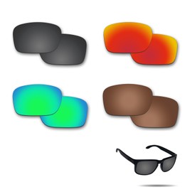 Fiskr Polarized Lenses Replacement for Oakley Holbrook(OO9102) Sunglasses with Anti-scratch&Anti-saltwater&Anti-dust Coating(Black & Brown & Red & Green), Stealth Black & Bronze Brown & Fire Red &