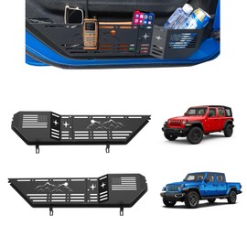 Upgraded Metal Front Door Pocket Storage Box Fits for Jeep Wrangler JL JLU 4XE 2018-2025 & Gladiator JT 2020-2025 Accessories Door Side Insert Organizer Molle Panels 2PCS (Not for Power Seats)