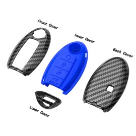 TANGSEN Funda para llave Compatible con Infiniti EX FX X G JX M Q QX Series para Nissan Altima Coupe Armada GTR Maxima Murano Cross CABRIOLET Pathfinder Rogue SENTRA Versa 4 botones entrada remota sin llave