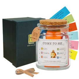 Bible Verse Jar, Color Coded Bible Verses in a Jar, Christian Gifts for Women,Easter Decorations, Mother's Day Gifts(Light Champagne)