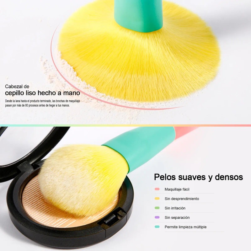 Brochas De Maquillaje Docolor Juego De 15 Piezas Color Colorido