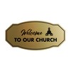 Victorian Welcome to Our Church Sign (Brushed Gold) - Large