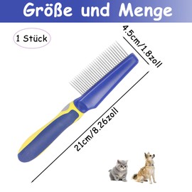 Pet Comb, Professional Flea Comb, Fine Teeth for Removing Fleas, Hair Removal Tool, Flea Comb for Dogs and Cats, Gentle Combing, Suitable for All Types of Small, Medium and Large