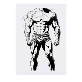 'Strongman Body' Temporary Tattoo - Water Resistant, Skin-Safe, Non-Toxic Transfer (TO00074861)