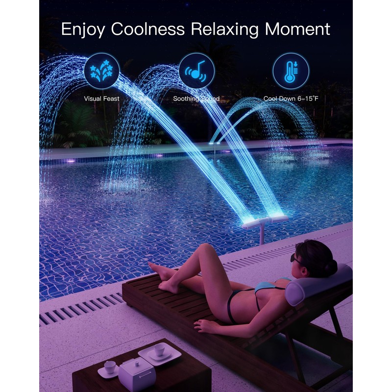 2025 Upgrade Higher Pool Fountain with Lights for Above Ground/Inground
