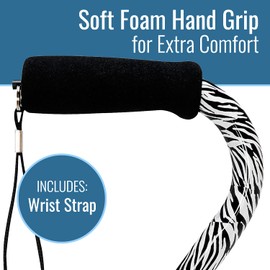 DMI Adjustable Designer Cane with Offset Handle and Strap, Zebra
