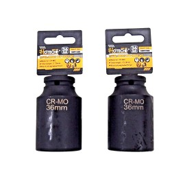 HOTECHE 2 Pcs 1/2" Dr. Air Impact Socket Deep 6 Points CR-MO Metric 36mm 18091236