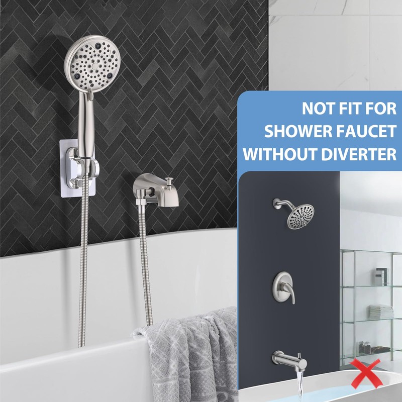 Sperwoesy Slip-On Tub Spout with Diverter, High Pressure 8 Settings