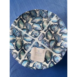 Sigrid Olsen New Set of 8 - Sigrid Olsen OYSTER 11” Dinner Plates Melamine Blue White