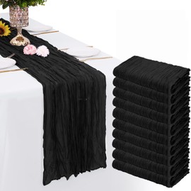 10 Pack Black Cheesecloth Table Runner Gauze Rustic Sheer 35 x 70 inch Black Cheese Cloth Table Runners for Wedding Party Bridal Shower Decor