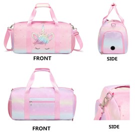 Children's Travel Bag, Dance Bag, Weekend Bag, Sauna Bag, Training Bag, Swimming Bag, Duffle Bag, Sports Bag with Shoe Compartment, Unicorn purple, travel bag