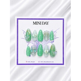 Glazed Mint Handmade Nail Tips - Ballerina / 글레이즈 민트 수제 네일팁 - 발레리나