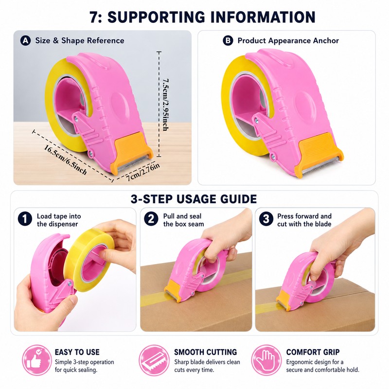 Handheld Packing Tape Dispenser for 2-Inch Tape – Adjustable 45–60mm
