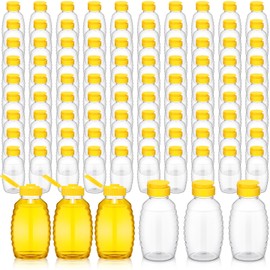Tioncy 96 Pcs 8oz Plastic Honey Squeeze Bottles Bulk Honey Dispenser Squeeze Containers with Flip Lid Clear Empty Jar for Easy Storing and Dispensing