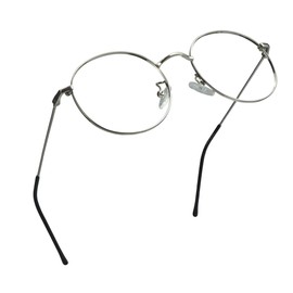 LifeArt Blue Light Blocking Glasses, Anti Eyestrain, Computer Reading Glasses, Gaming Glasses, TV Glasses for Women Men, Stylish Unisex Alloy Round Frame (Silver, 3.75 Magnification)