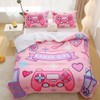 Gusuhome Girls Pink Gamer Gamepad Comforter Set Full Size Gaming